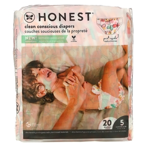 The Honest Company, Honest, подгузники, размер 5, от 12 кг (от 27 фунтов), Wingin It, 20 шт. (Товар снят с продажи) 