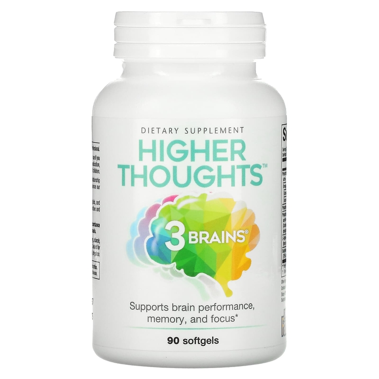 Natural Factors, 3 Brains, Higher Thoughts, добавка для поддержки работы мозга, 90 капсул