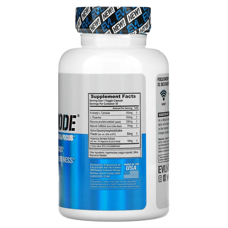 EVLution Nutrition, FocusMode, 30 растительных капсул