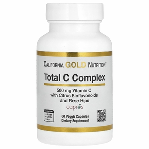 California Gold Nutrition, Total C Complex, комплекс с аскорбиновой кислотой, амлой, цитрусовыми биофлавоноидами и экстрактом шиповника, 500 мг, 60 растительных капсул