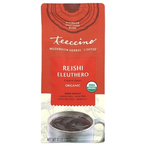Teeccino, Травяной кофе с грибами, рейши элеутеро, темная обжарка, без кофеина, 284 г (10 унций)