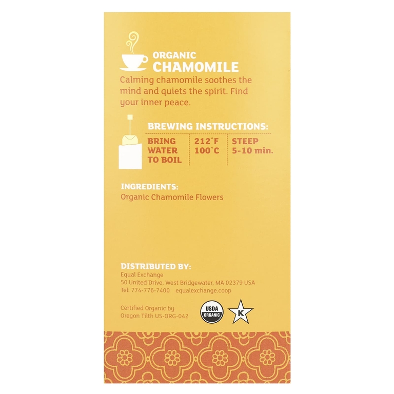 Equal Exchange, органическая ромашка, травяной чай, без кофеина, 20 чайных пакетиков, 24 г (0,85 унции)
