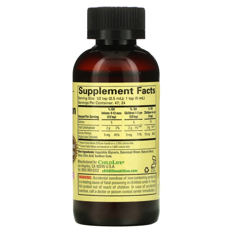 ChildLife Essentials, Liquid Iron, с натуральным ягодным вкусом, 118 мл (4 жидк. унции)