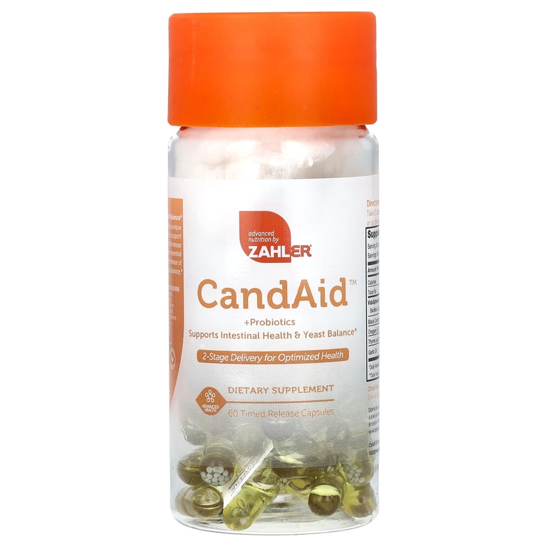 Zahler, CandAid, с пробиотиками, 60 капсул с медленным высвобождением