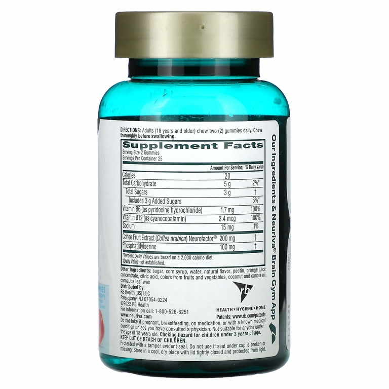 Schiff, Neuriva, добавка для здоровья мозга, с витаминами B6 и B12, со вкусом клубники, 50 жевательных таблеток