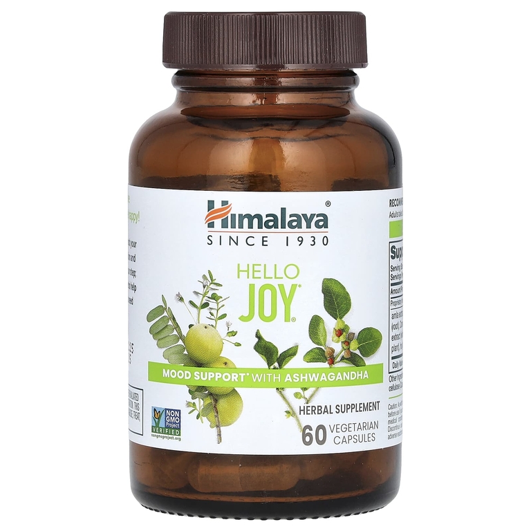 Himalaya, Hello Joy, поддержка настроения с ашвагандой, 60 вегетарианских капсул