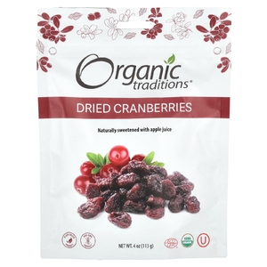 Organic Traditions, Сушеная клюква, 4 унции (113 г)