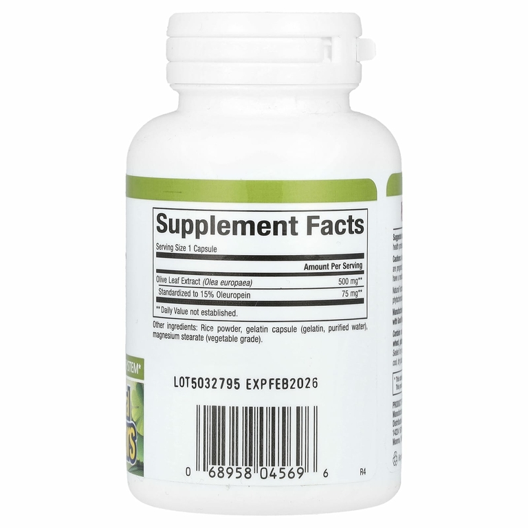 Natural Factors, HerbalFactors, листья оливкового дерева, 500 мг, 60 капсул