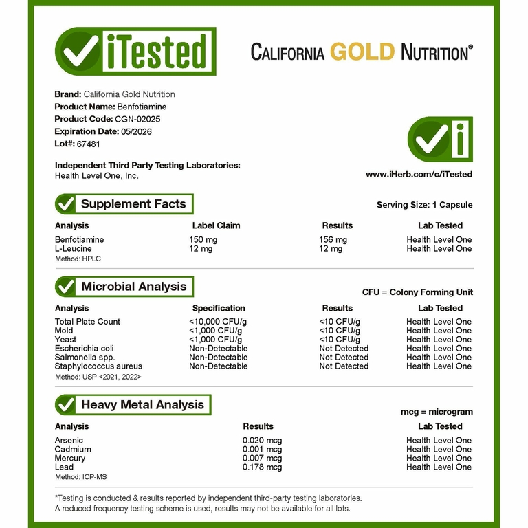 California Gold Nutrition, бенфотиамин, 150 мг, 90 растительных капсул