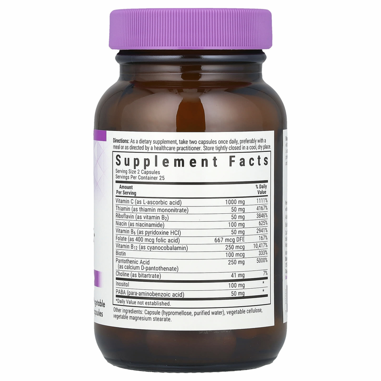 Bluebonnet Nutrition, Stress B-комплекс с витамином C, 50 растительных капсул