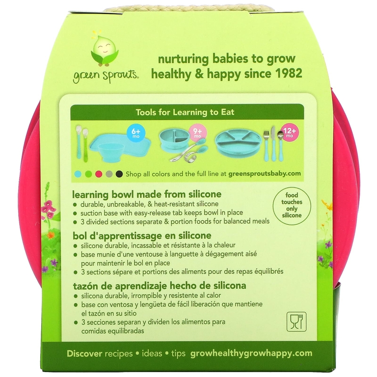 Green Sprouts, Learning Bowl, для детей от 9 месяцев, розовый, 1 чашка