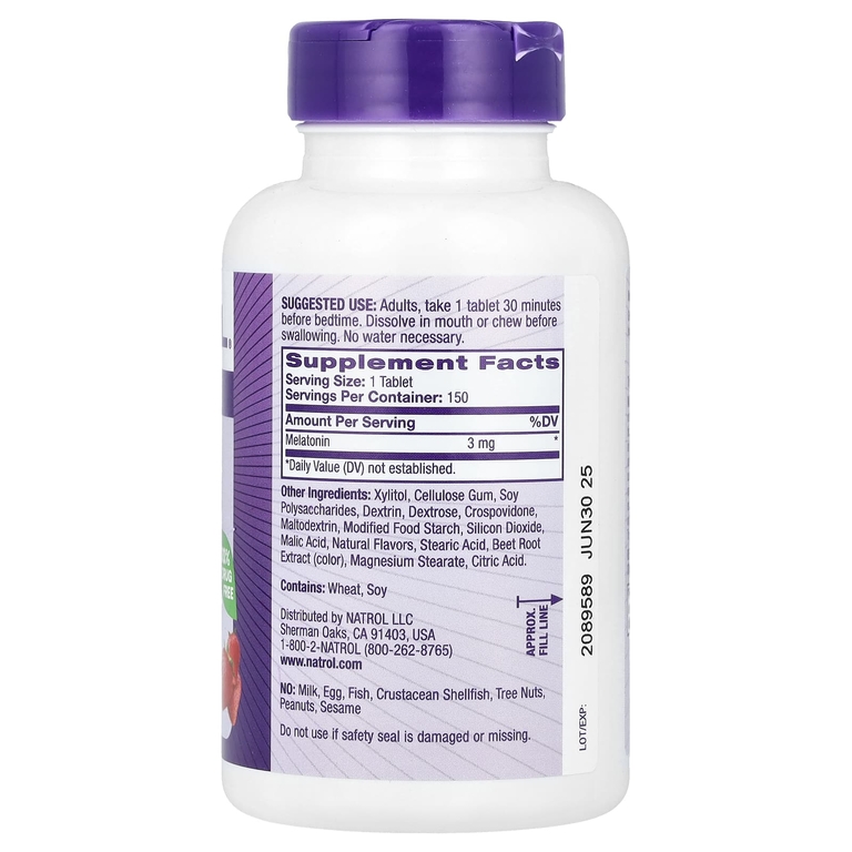 Natrol, Мелатонин, быстро растворяется, клубника, 3 мг, 150 таблеток