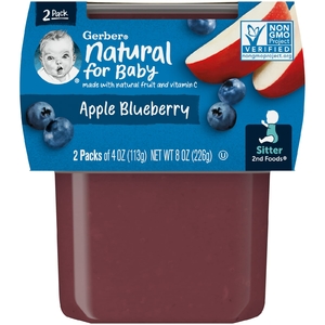 Gerber, Natural for Baby, 2nd Foods®, яблоко и голубика, 2 пакетика по 113 г (4 унции)