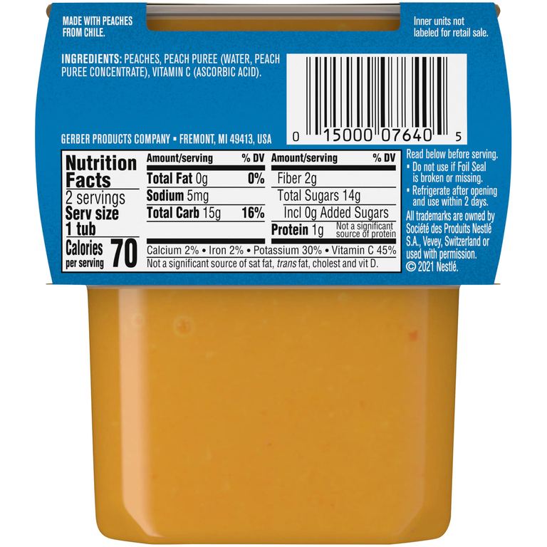Gerber, Персик, 2nd Foods, 2 пакетика по 113 г (4 унции)