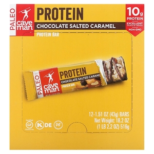 Caveman Foods, протеиновые батончики, шоколад с соленой карамелью, 12 батончиков по 43 г (1,51 унции) (Товар снят с продажи) 