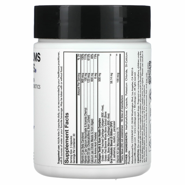 Codeage, Vitamin, для зубов и десен, питательное средство для ухода за полостью рта, 90 капсул