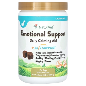 NaturVet, Emotional Support, ежедневная успокаивающая добавка и круглосуточная поддержка, для собак, 120 жевательных таблеток, 360 г (12,6 унции)