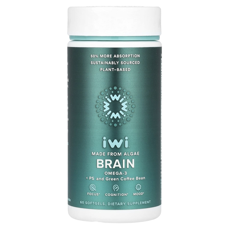 iWi, Brain, Омега-3 + PS и зеленые кофейные зерна, 60 мягких таблеток (Товар снят с продажи) 