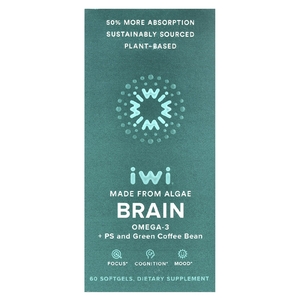 iWi, Brain, Омега-3 + PS и зеленые кофейные зерна, 60 мягких таблеток (Товар снят с продажи) 