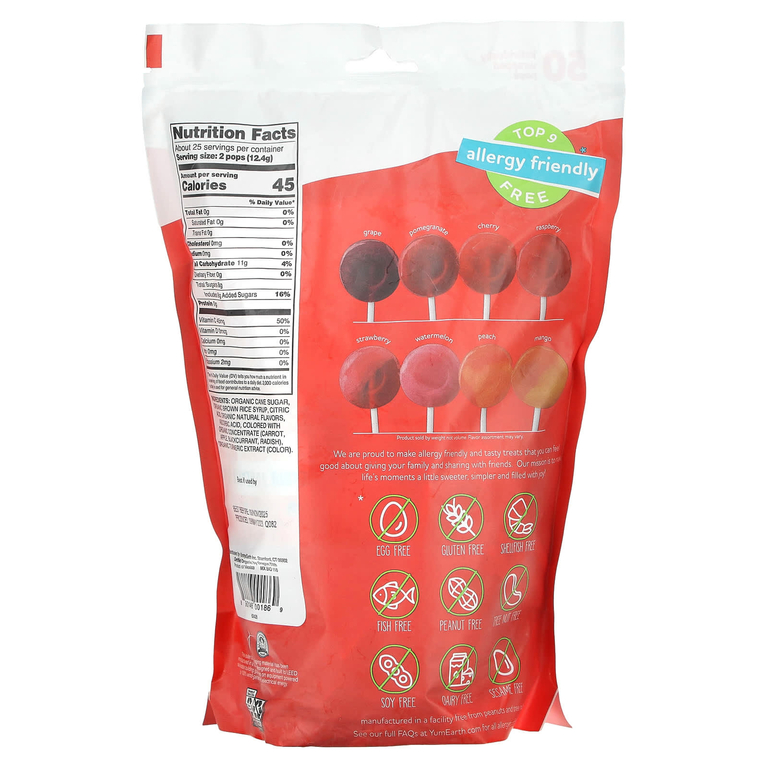 YumEarth, органические леденцы, ассорти вкусов, 50 леденцов, 310 г (10,9 унции)