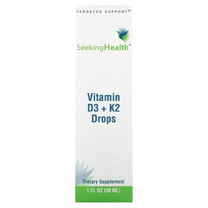 Seeking Health, Витамин D3 и K2 в каплях, 30 мл (1 жидк. унц.)
