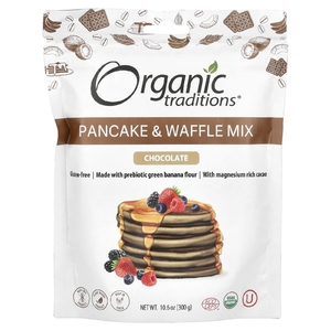 Organic Traditions, смесь для приготовления блинов и вафель, шоколад, 300 г (10,6 унции) (Товар снят с продажи) 