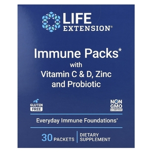 Life Extension, Иммунные пакеты с витаминами C и D, цинком и пробиотиком, 30 пакетиков