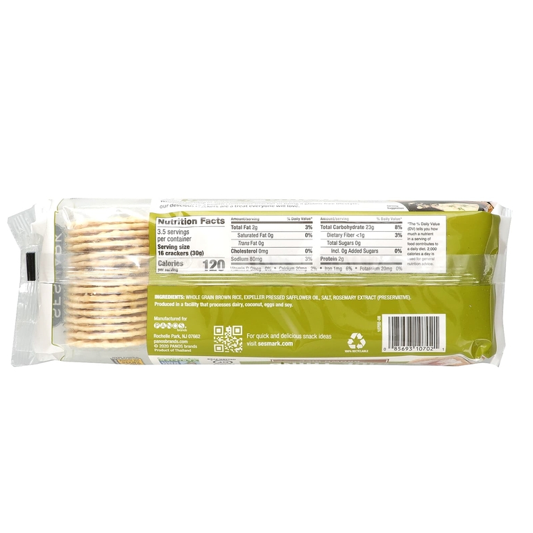 Sesmark, Rice Thins, рисовые крекеры, коричневый рис, 100 г (3,5 унции)