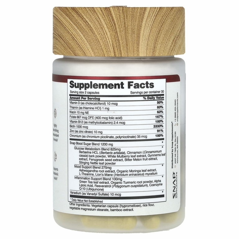 Snap Supplements, Смесь сахара в крови, 60 капсул