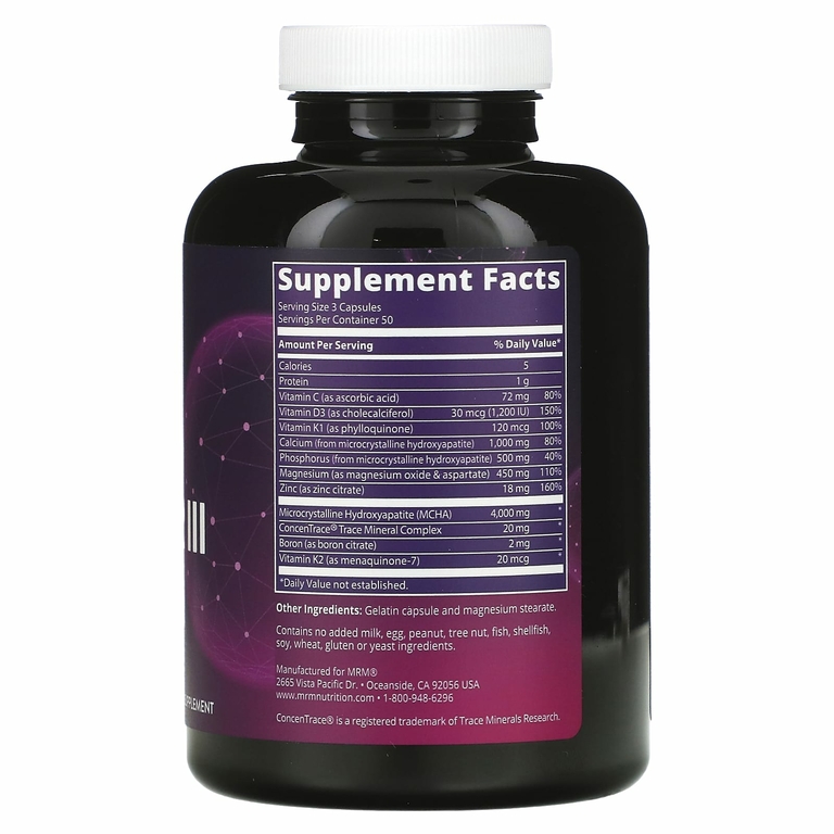 MRM Nutrition, Bone Maximizer III с микрокристаллическим гидроксиапатитом (MCHA), 150 капсул