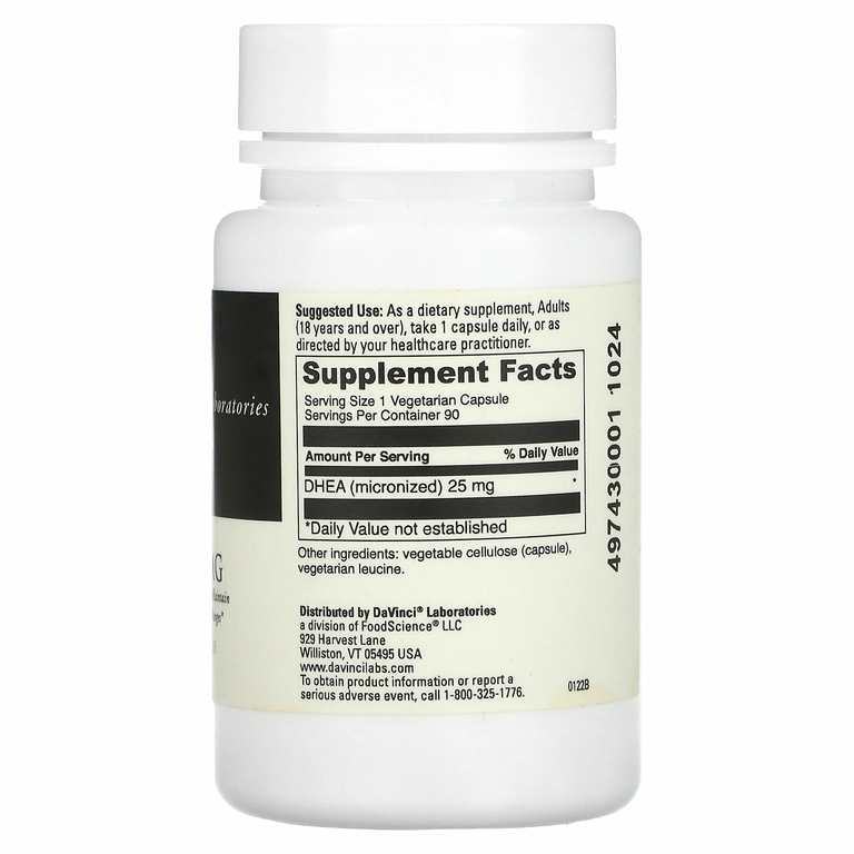 DaVinci Laboratories of Vermont, Микронизированный ДГЭА, 25 мг, 90 капсул