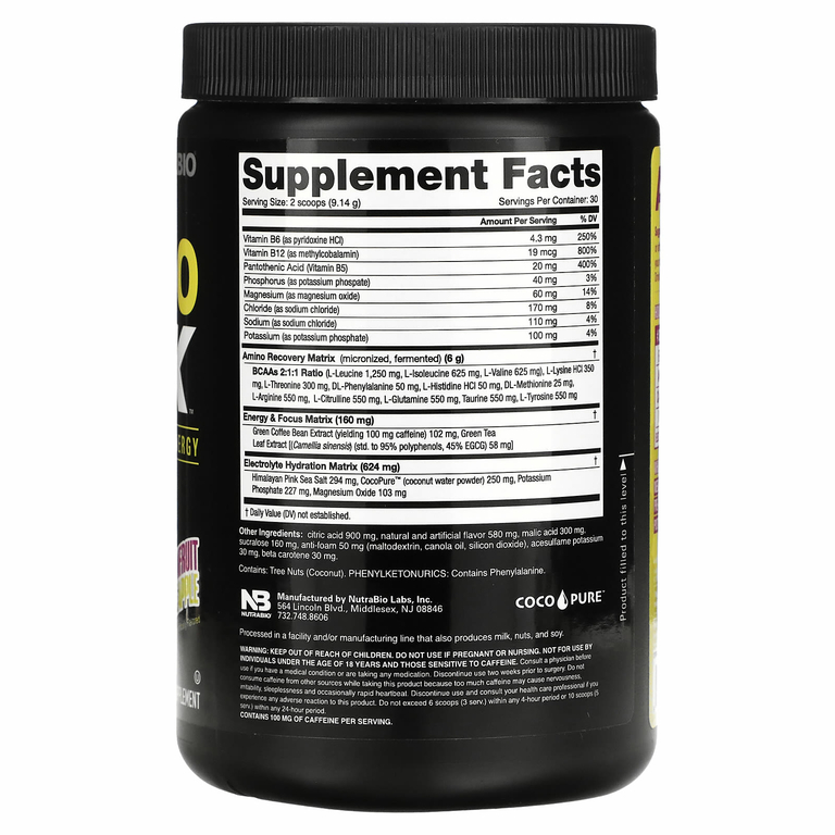 NutraBio, Amino Kick, ананас с маракуйей, 274 г (0,6 фунта)