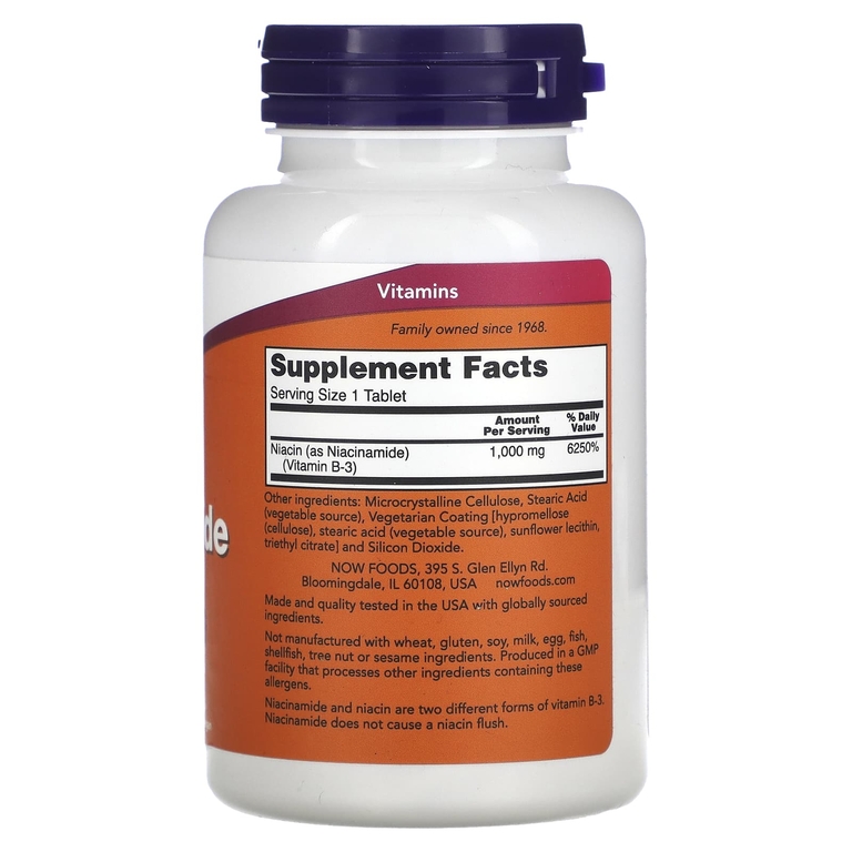 NOW Foods, никотинамид, 1000 мг, 90 таблеток