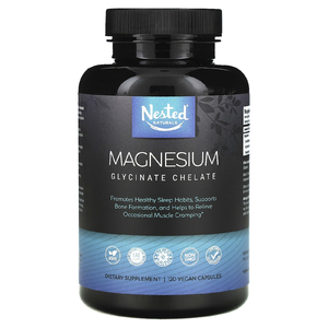 Nested Naturals, магний, хелатный глицинат, 120 веганских капсул (100 мг в 1 капсуле)