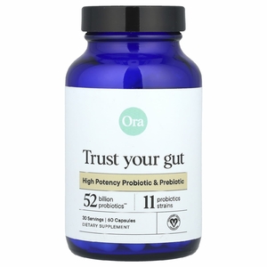 Ora, Trust Your Gut, высокоэффективный пробиотик и пребиотик, 60 капсул