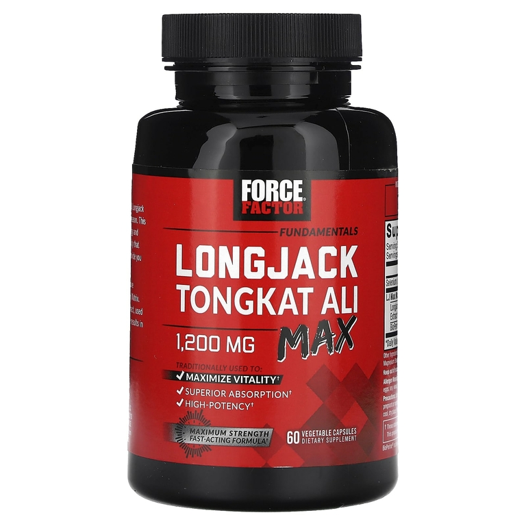Force Factor, Fundamentals, LongJack Tongkat Ali Max, 60 растительных капсул (600 мг в 1 капсуле)