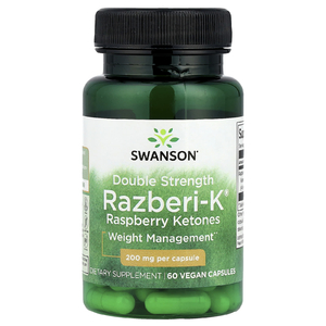 Swanson, Razberi-K®, малиновые кетоны, двойная сила действия, 200 мг, 60 веганских капсул