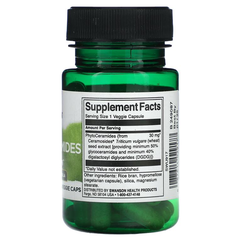 Swanson, PhytoCeramides, улучшенная формула, 30 растительных капсул (30 мг на капсулу)