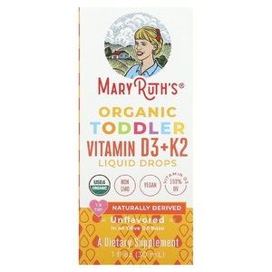 MaryRuth's, Органические жидкие капли с витаминами D3 и K2 для малышей, для детей от 1 до 3 лет, без добавок, 30 мл (1 жидк. унц.)
