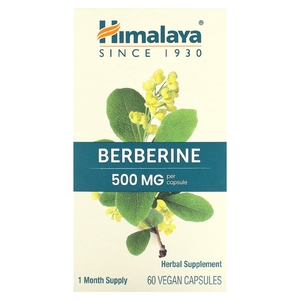 Himalaya, Берберин, 60 веганских капсул (500 мг на капсулу)