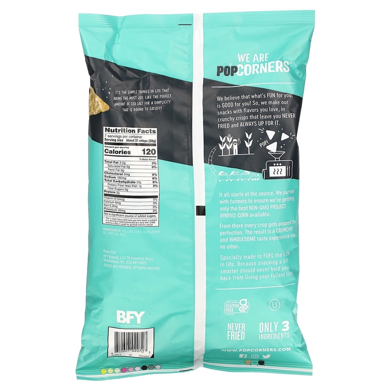 PopCorners, Чипсы, морская соль, 198,4 г (7 унций)