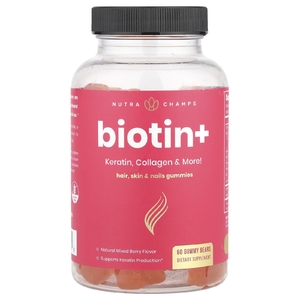 NutraChamps, Биотин +, ягодное ассорти, 60 жевательных мишек
