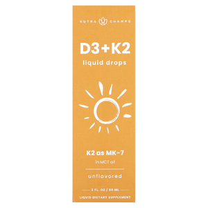 NutraChamps, Жидкие капли D3 + K2, без добавок, 60 мл (2 жидк. унц.)