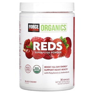 Force Factor, Organics, красный цвет, порошок из суперфудов, черная вишня, 337 г (11,9 унции) (Товар снят с продажи) 