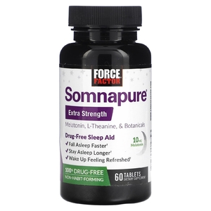 Force Factor, Somnapure®, мелатонин повышенной силы действия, L-теанин и растительные ингредиенты, 60 таблеток (Товар снят с продажи) 