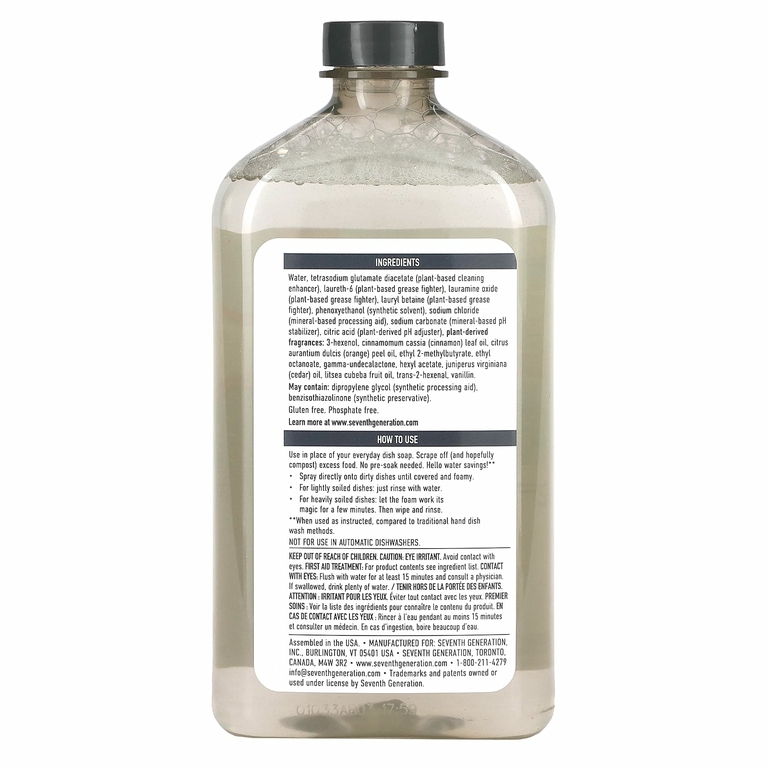 Seventh Generation, Power + Foaming Dish Spray, Refill, хрустящее яблоко, 473 мл (16 жидк. унц.)