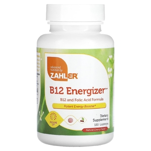 Zahler, B12 Energizer, витамин B12 и фолиевая кислота, натуральная вишня, 180 пастилок (Товар снят с продажи) 