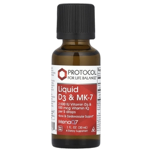 Protocol for Life Balance, Жидкие D3 и MK-7, 30 мл (1 жидк. унц.)