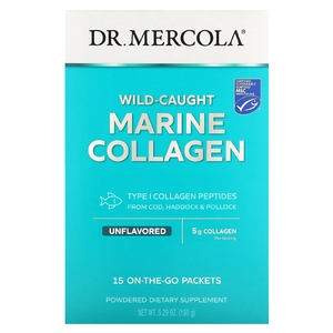 Dr. Mercola, Морской коллаген дикого вылова, без ароматизаторов, 15 пакетиков по 10 г (0,35 унции)