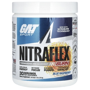 GAT, Sport, NITRAFLEX Burn, голубая малина, 204,9 г (7,23 унции)